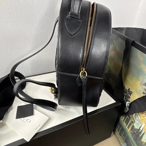 Gucci Black Double G Marmont Mini Backpack with Gold Hardware - Picture 3 of 11